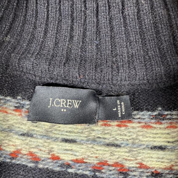 J Crew Factory Cardigan Mens Large Lambs Wool Shawl Collar Nordic Heritage - Picture 3 of 13